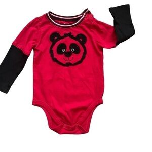 Garanimals black red onesie long sleeves snaps closure bear detail Boys 18 Mo